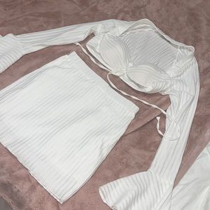white crop top & skirt set